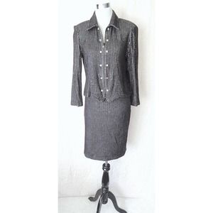 St John Couture Vintage USA Sparkly Brown Skirt Suit 8